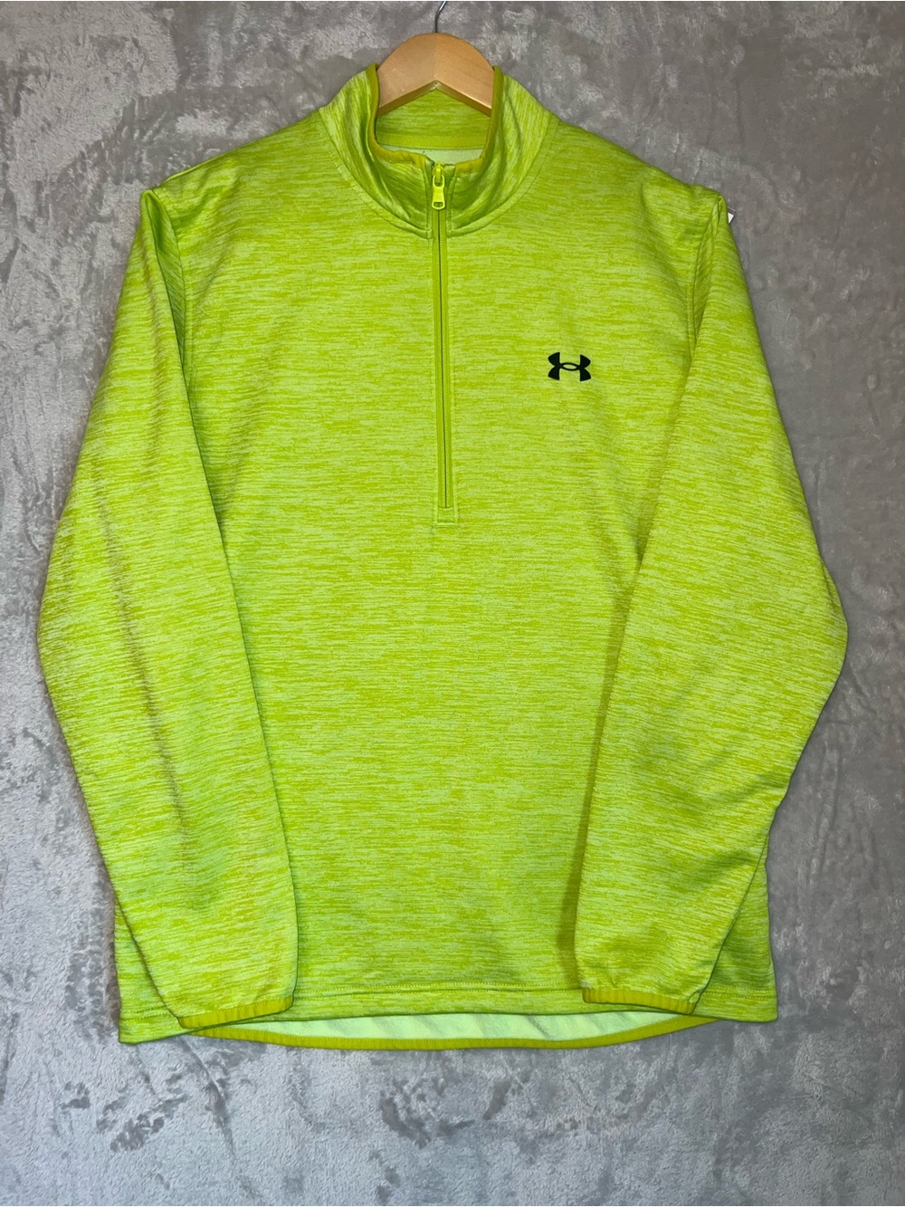 Under Armour Men Yellow Neon Quarter Zip Loose Fit Quarter Zip Pullover Size L